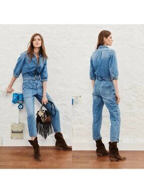 ba&sh Frida Denim Jumpsuit Sz XS